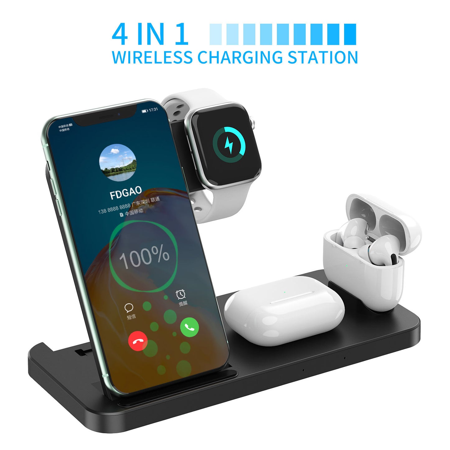 Fdgao 15W 4 In 1 Desktop Wireless Charger